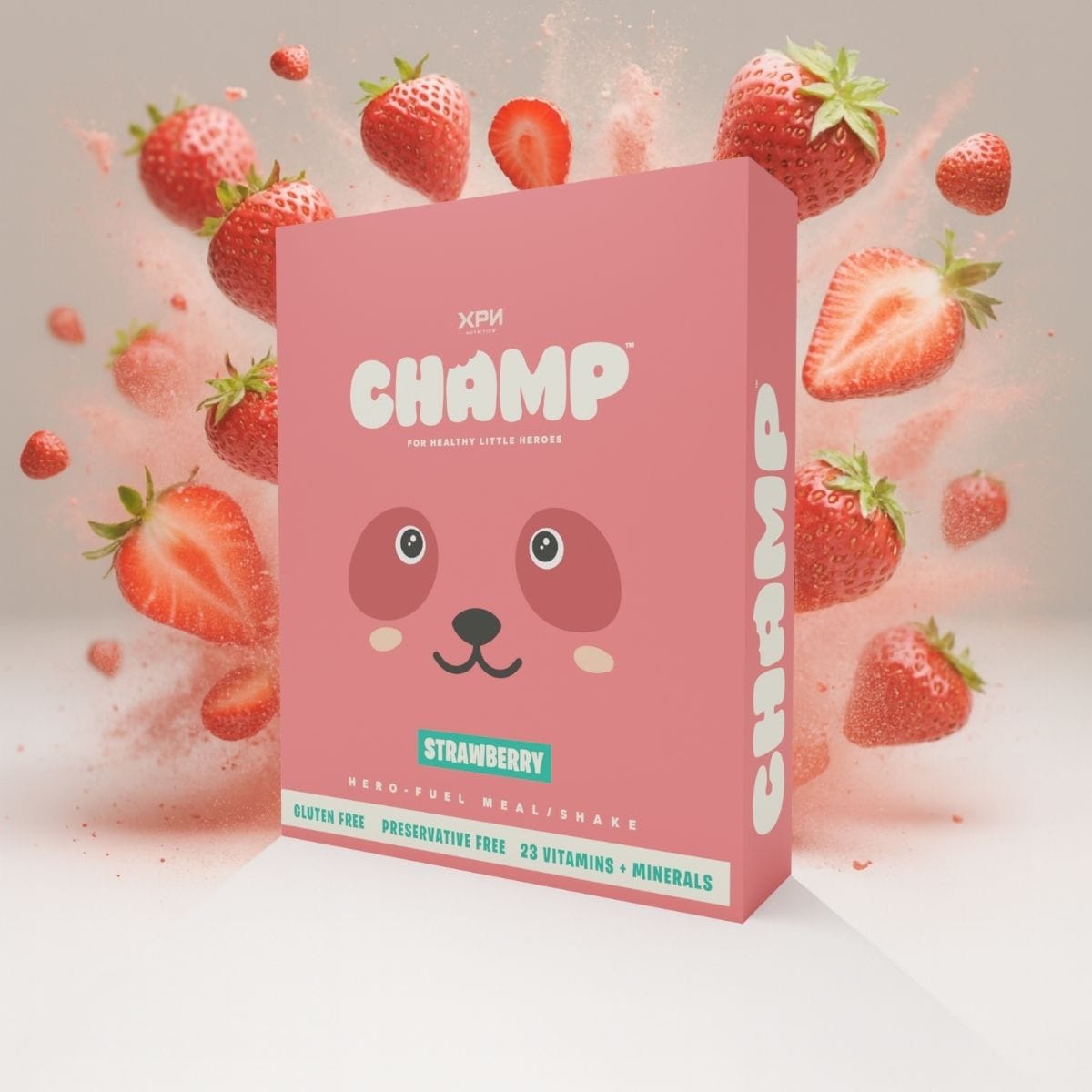 XPN Nutrition CHAMP kids cereal and meal replacement combo, featuring six boxes of meal replacement shakes for children.